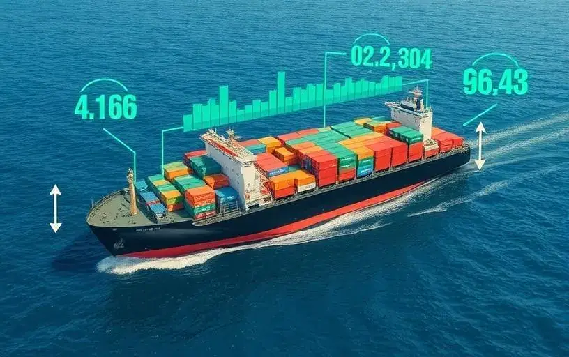Container ship at sea used for maritime emissions tracking